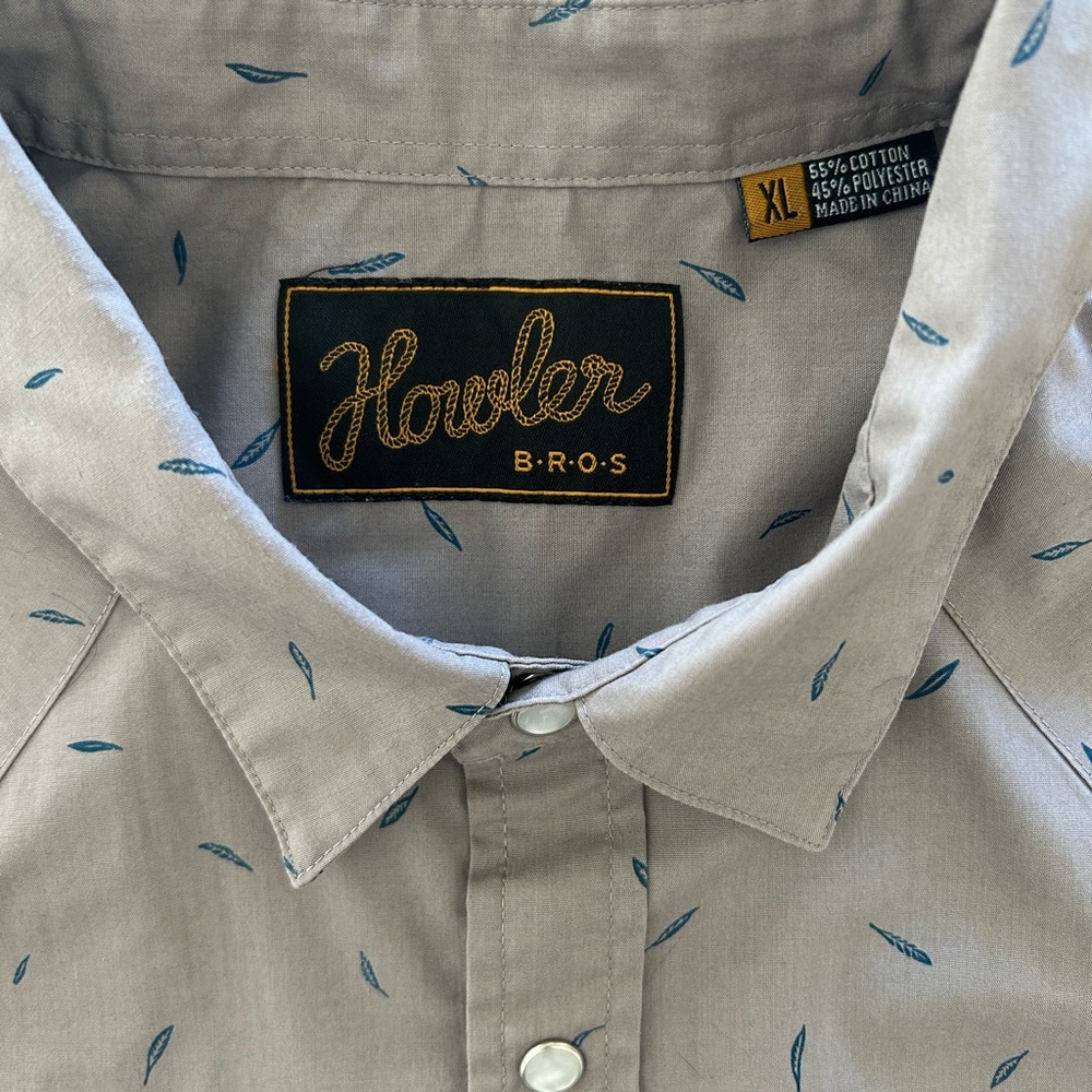 Howler Brothers Gray Patterned Button Down Shirt … - image 3